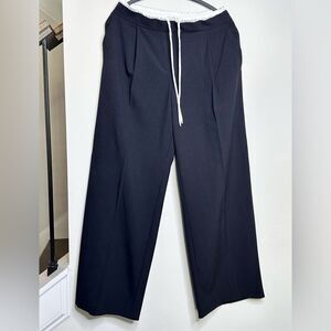 Zara double waist wide leg pants women Black Pinstripe‎ Pants